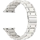 Moolia Metal Band Compatible with Apple Watch Band 38/40/41/42mm Women Rhinestones Resin Wristband Bling Diamond Bracelet for iWatch Series 11 10 9 8 7 6 5 4 3 2 1, Starlight