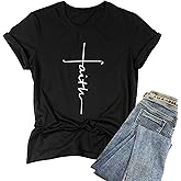 BABEGO Womens Causal Faith Printed T-Shirt Christian Graphic Tees Short Sleeve Tops