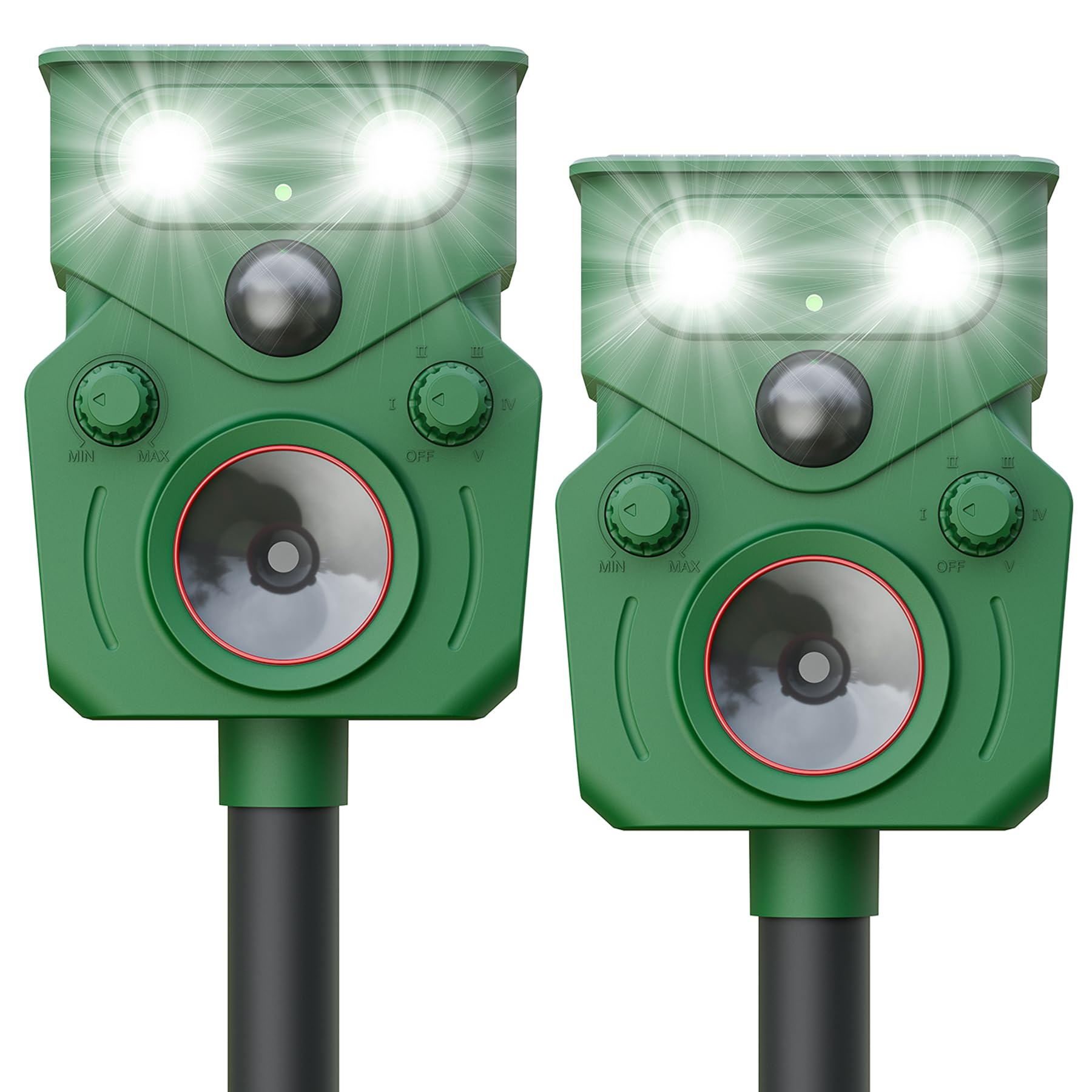 Photo 1 of 2025 Upgraded Solar Powered Animal Repeller 2 Packs, Ultrasonic Solar Powered Deer Repellent for Outdoor Yard Lawn Repel Squirrel Raccoon Cat Deterrent with Motion Sensor & Flashing Light (2, Black)