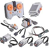 Scakbyer 9PCS Power Functions Motor Set, IR Speed Remote Control, AA Battery Box, Control Switch, IR Receiver, Light Set, 50C