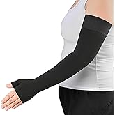 KEKING Lymphedema Medical Compression Arm Sleeve with Gauntlet, 15-20 mmHg Graduated Compression Full Arm Support for Women Men (Single), Long Pressure Arm Hand Brace for Arthritis, Bursitis, Edema