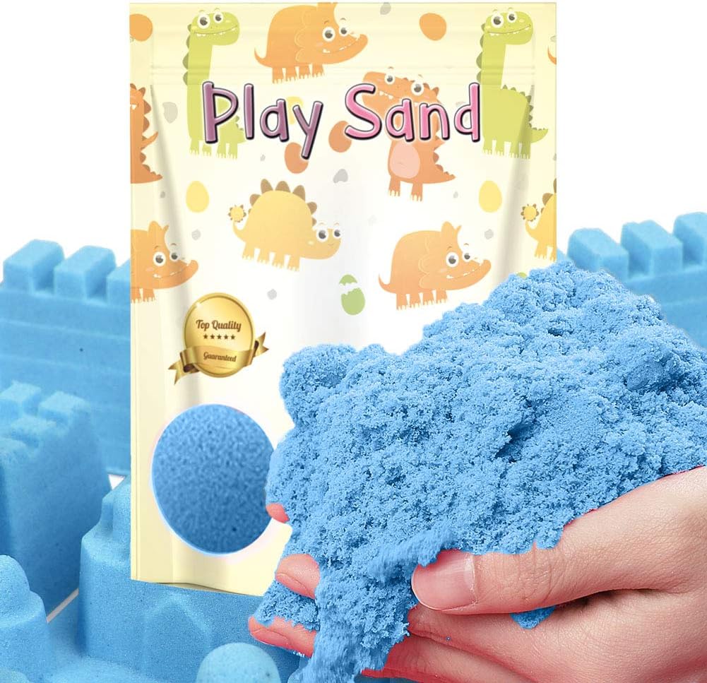 Dino Play Sand 3 LBS Refill Pack- Stretchable and Moldable Sensory Play Sand for Indoor Outdoor Activity, Non-Toxic Sand kit Sensory Toys for Boys & Girls (Blue Color)