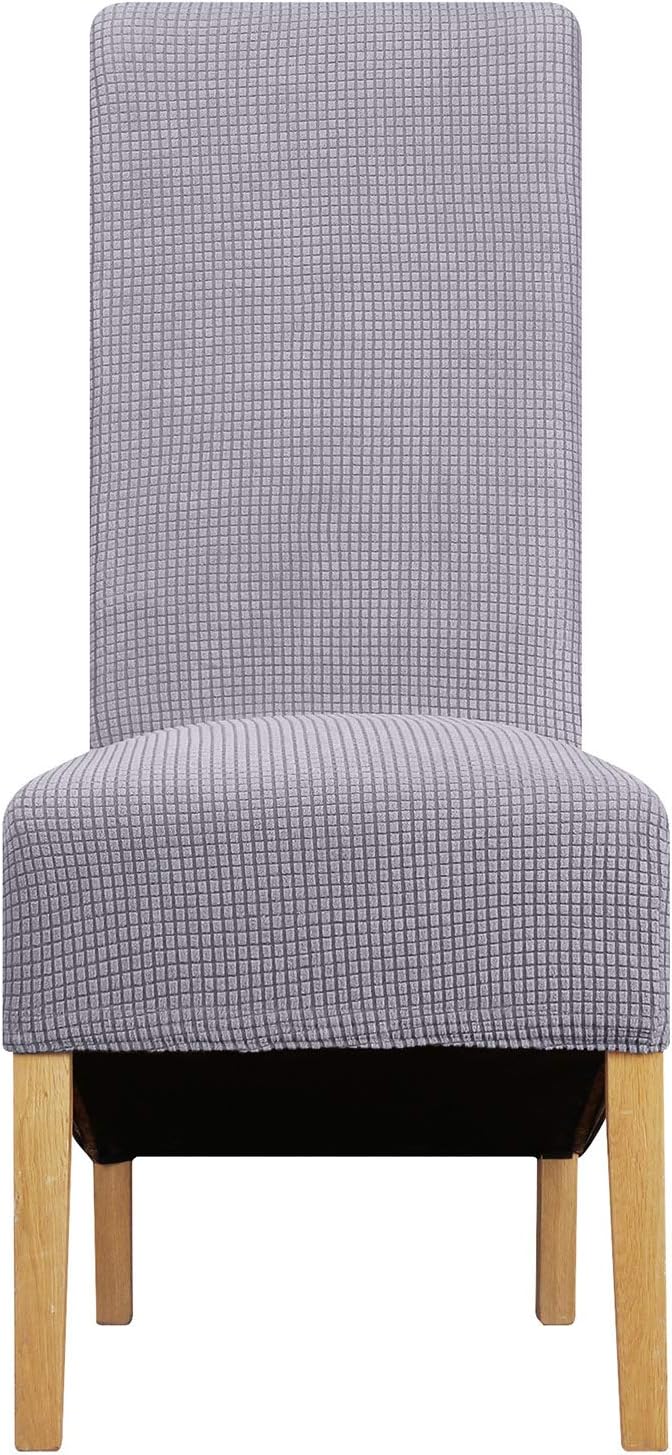 Leorate Large Size Dining Room Hotel Fleece Fabric Stretch Chair Cover Pack 2 4 Pack of 6 (1 Beige, Pack of 4) (Light grey, 4PCS) - Image 4