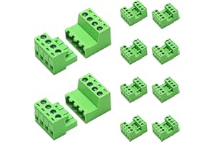 ATMLCOER 10Set 4 Pin 5.08mm Pitch Screw Terminal Block Connector Pluggable with Phoenix Plug for 28-12AWG Cable