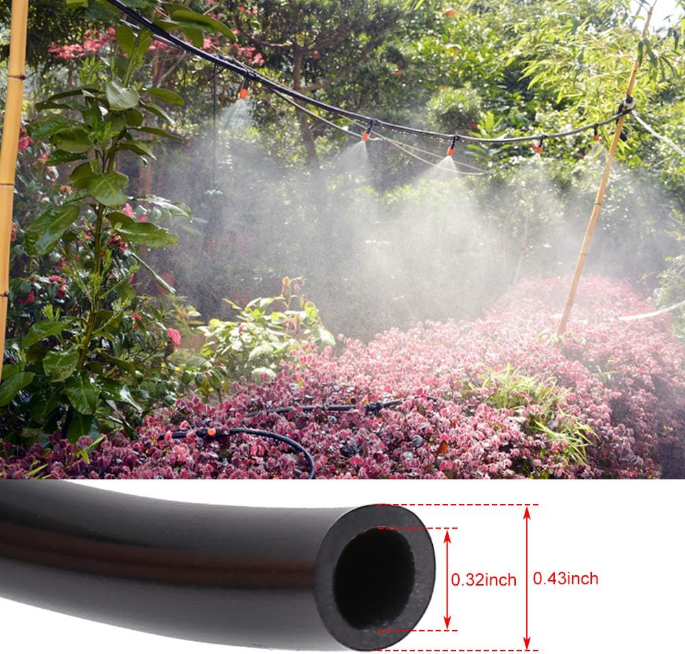 MultiOutools Distribution Tubing 1/2 inch 1/4 inch Drip Irrigation Tubing Hose, 50FT 100FT Heavy Duty Drip Irrigation Kit for Lawn Garden Watering (1/4” tubing 100ft, Black) : Garden & Outdoor