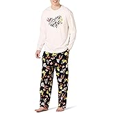 Amazon Essentials Men's Flannel Pant and Long-Sleeve T-Shirt Pajama Set