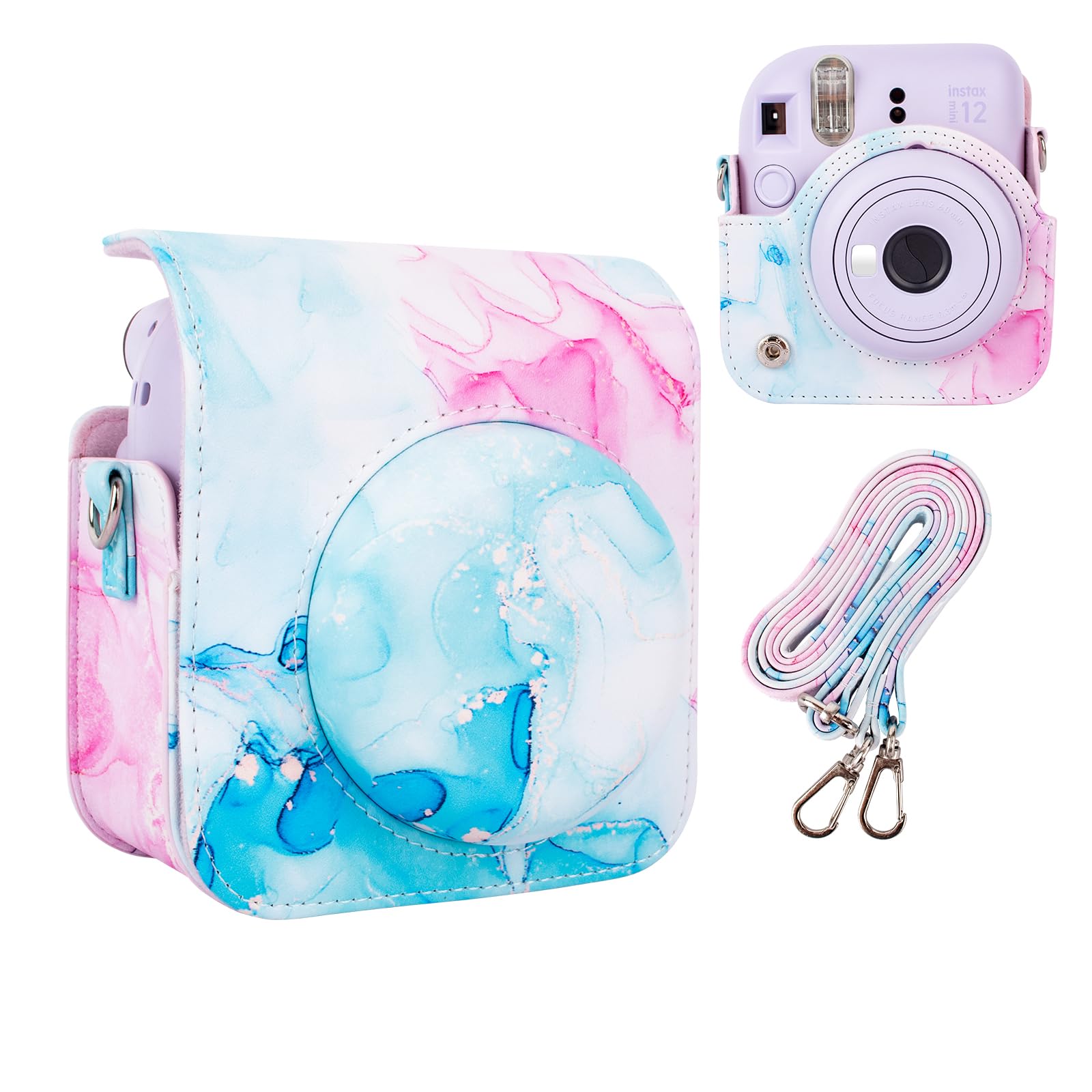 HIYQIN Amazing Color Camera Case Compatible with Fuji film Instax Mini 12 Instant Camera, Polaroid Camera Instax Mini 12 Carry Bag - Fantasy Blue