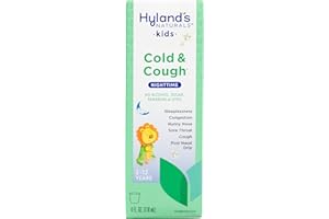 Hyland's Naturals Kids Cold & Cough, Nighttime Cough Syrup Medicine for Kids Ages 2+, Decongestant, Sore Throat, Allergy & Sleeplessness Relief of Common Cold Symptoms, 4 Fl Oz
