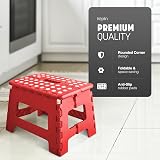 KEPLIN 9 Inch Heavy Duty Folding Step Stool Red Non-Slip Portable view 3
