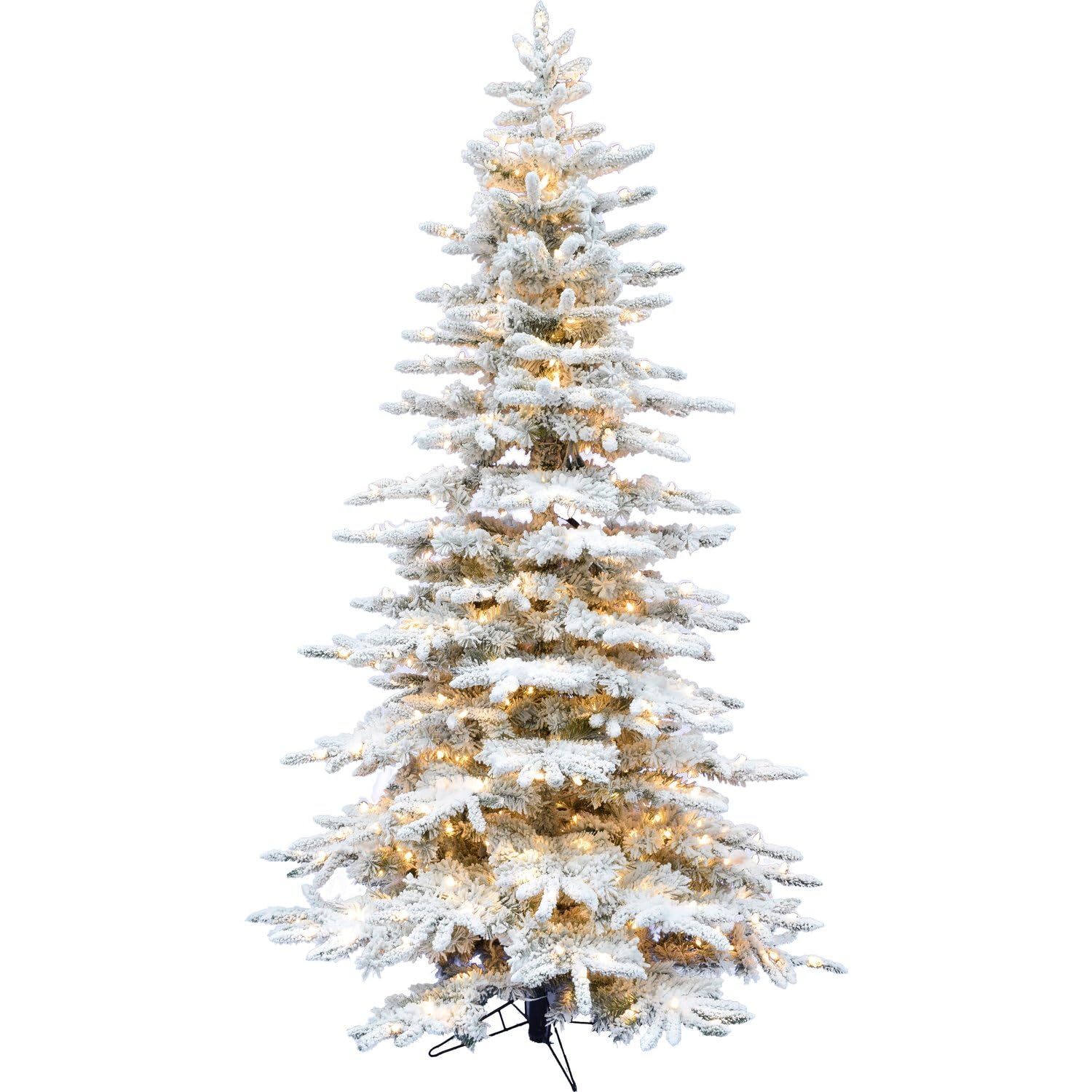 View 1 of *** PARTIAL SET - BOX 2 OF 2 ONLY *** Fraser Hill Farm 10-Ft. Pine Valley Flocked Artificial Christmas Tree with White Incandescent Smart Lights and Stand, Prelit Foldable Fake Tree with Realistic Snowy Foliage for Home Decoration