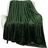 TOONOW Fleece Blanket Super Soft Cozy Throw Blanket 50" x 60", Lightweight Fuzzy Comfy Textured Flannel Blanket Warm Plush Throw Blankets for Couch, Sofa, Bed, Olive Green