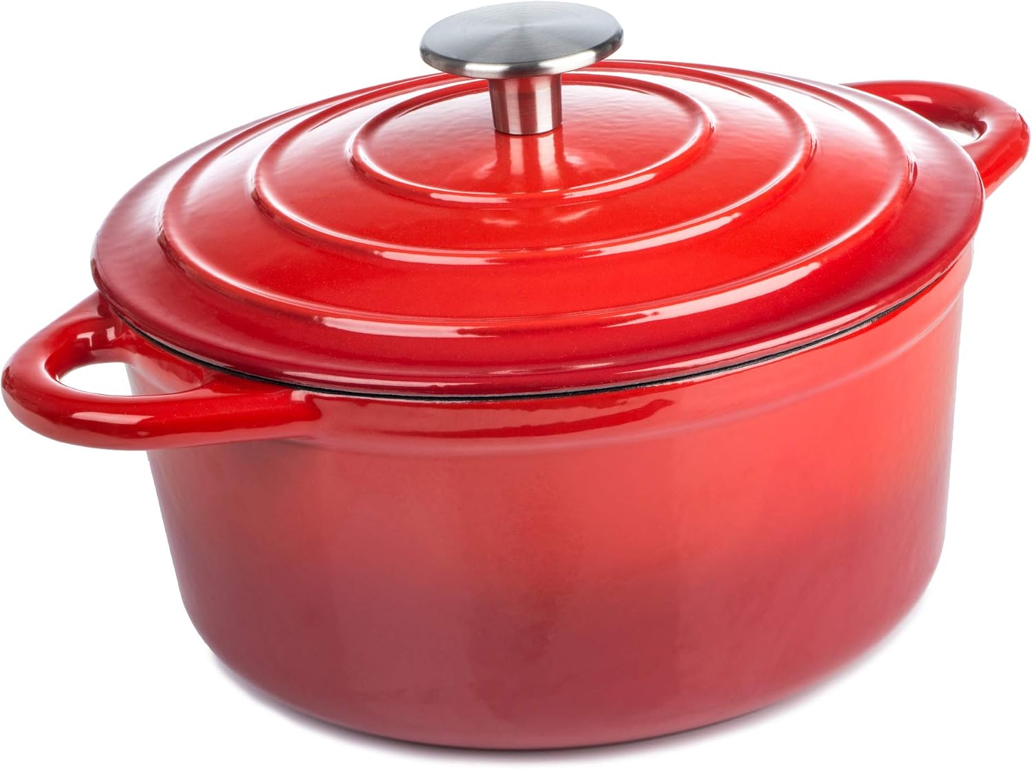 Round Casserole Dish, Cast Iron Ceramic Induction and Gas Safe Dutch Oven Roasting Cooker, with Lid - Image 4