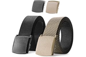 JASGOOD Nylon Military Tactical Men Belt 2 Pack Webbing Canvas Outdoor Web Belt with Plastic Buckle gift for Men