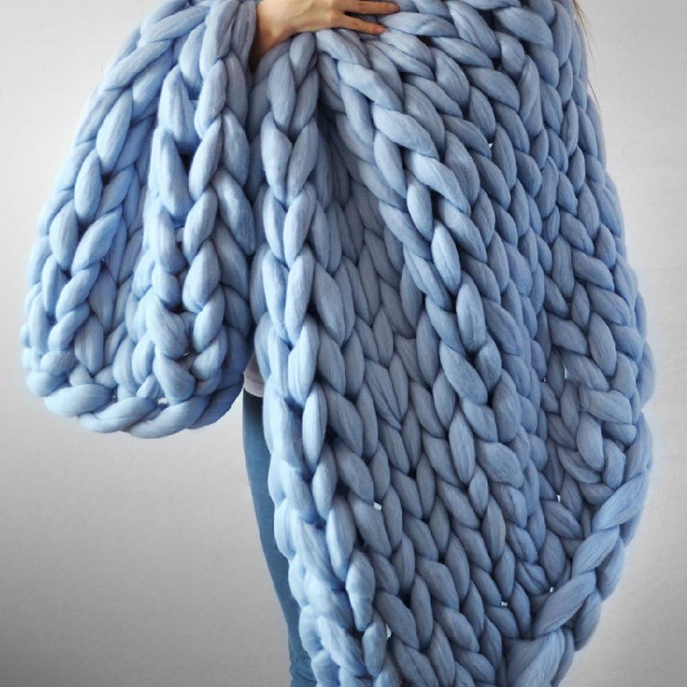 Amazon.com: Chunky Giant Knit Throw Blanket Bulky Knit Hand-woven Bulky
