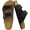 CUSHIONAIRE Men's Lane Cork Footbed Sandal with +Comfort, Arch Support, Adjustable Straps - Comfortable Slide Sandals for Walking, Casual Summer Footwear