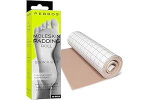 Pebbos Moleskin Padding Roll - 5.5in x 5ft - Blister Prevention for Foot, Toe & Heel | Water Resistant & Hypoallergenic | Thin Mole Skin Padding Roll for Running, Hiking, Walking