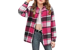 YOKLASS Girls Plaid Button Down Shirts Western Shirts Kids Long Sleeve Casual Collared Blouses 3-14Y