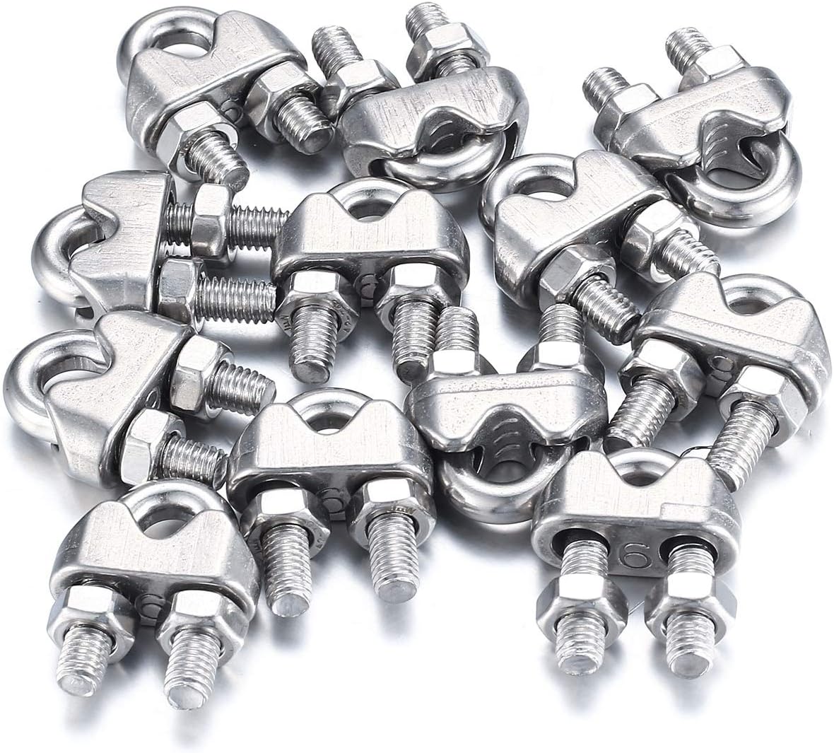 12 Pcs Wire Rope Clips Clamps, U Bolt Saddle Fastener, U Shaped Clamps