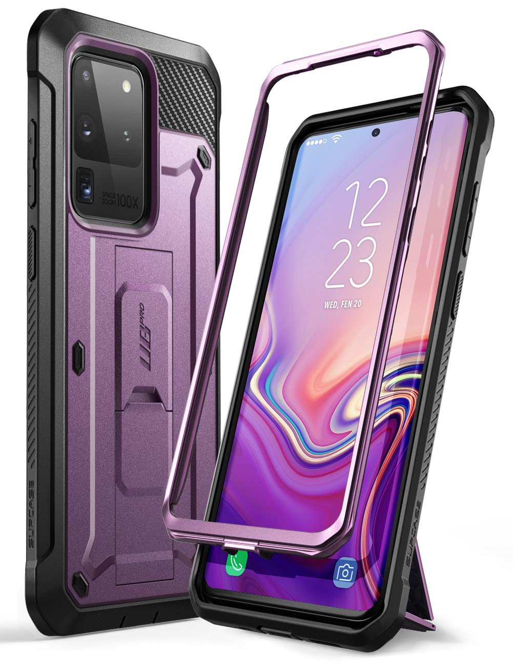 SUPCASE Unicorn Beetle Pro Series Case for Samsung Galaxy S20 Ultra 5G (2020 Release) Protective Dual Layer Rugged Holster & Kickstand Without Built-in Screen Protector (Purple) - 6.9 inches