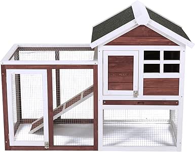 Conejera de Mascotas Casa para Conejito de Madera en Color Auburn y