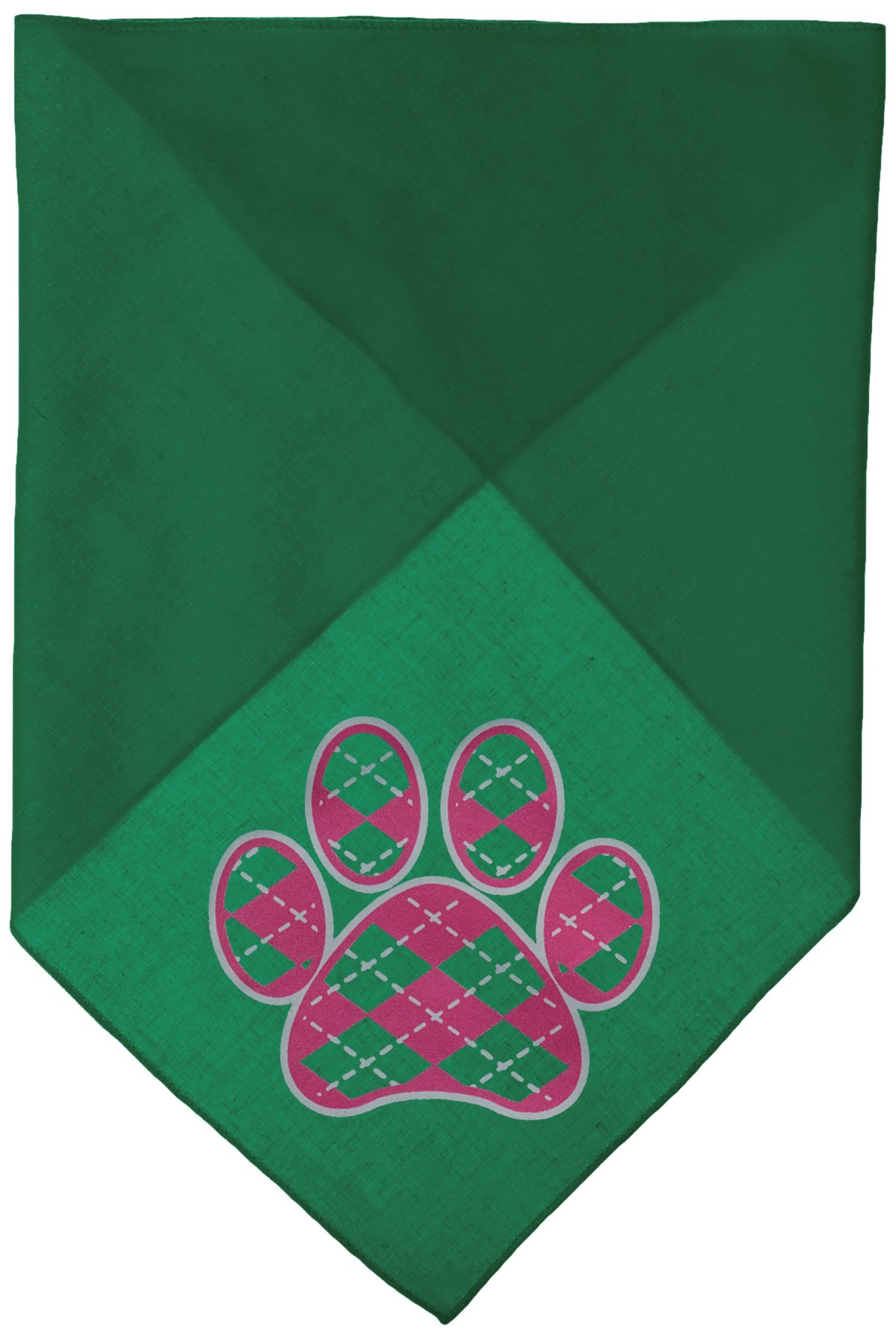 Mirage Pet Products Argyle Paw Pink Screen Print Bandana for Pets, Large, Emerald Green