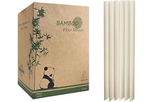 FAUVISM Extra Wide Bamboo Fiber Boba Straws 12mm, 200 Pack Biodegradable Nature Planted Based Jumbo Smoothis Straw, Compostable Milkshake Straws, Perfect Alternative to Plastic Straw
