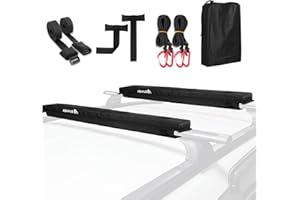 Abahub Soft Roof Rack Pads with 2 Tie Down Straps, 2 Tie Down Ropes, 2 Hood Loops and Storage Bag, for Surfboard, Kayak, Canoe, Heavy Duty Universal Car Roof Racks System (Use with Cross Bar)