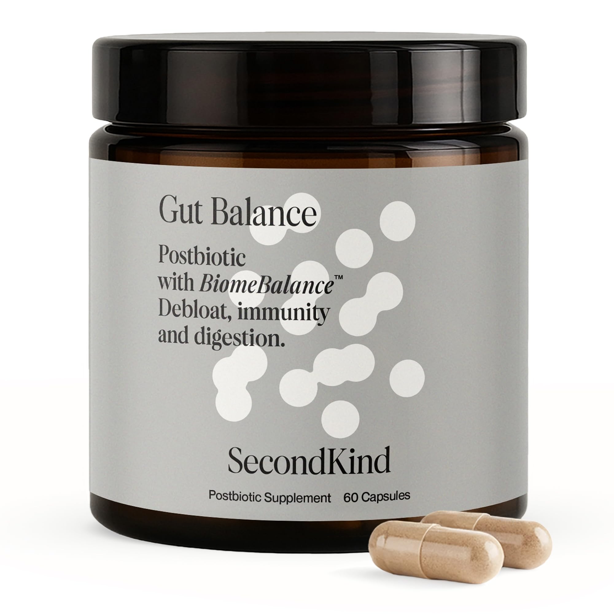 Postbiotics Gut Health Supplement – Bloating Relief, Gut, Brain & Digestive Health - Microbiome & Immune Support with BiomeBalance™ - 1000x More Active Ingredients Than Pre & Probiotics – 60 Capsules