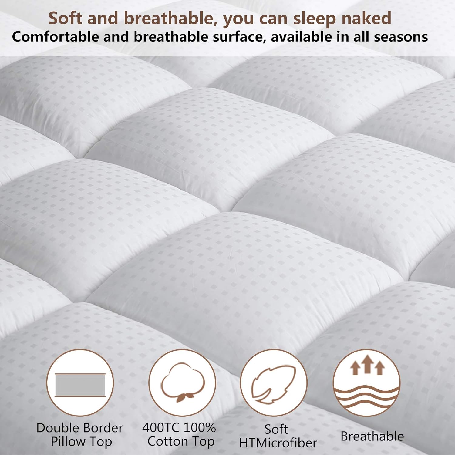 Starcast Sleep Solution Extra Thick Mattress Topper(Queen Size),Cooling Cotton Plush Down Alternative Fill Mattress Pad Cover,Gel Fiber Filled Bed Pillowtop,Fits Mattress Upto 21'' DEEP Pocket: Home & Kitchen