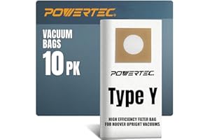 POWERTEC Type Y Vacuum Bags 10 Pack for Hoover Style Y, Z, YZ WindTunnel Upright Vacuum Cleaners, Replacement Dust Bags for 4010100Y, AH10040 and AH10165 (75057)