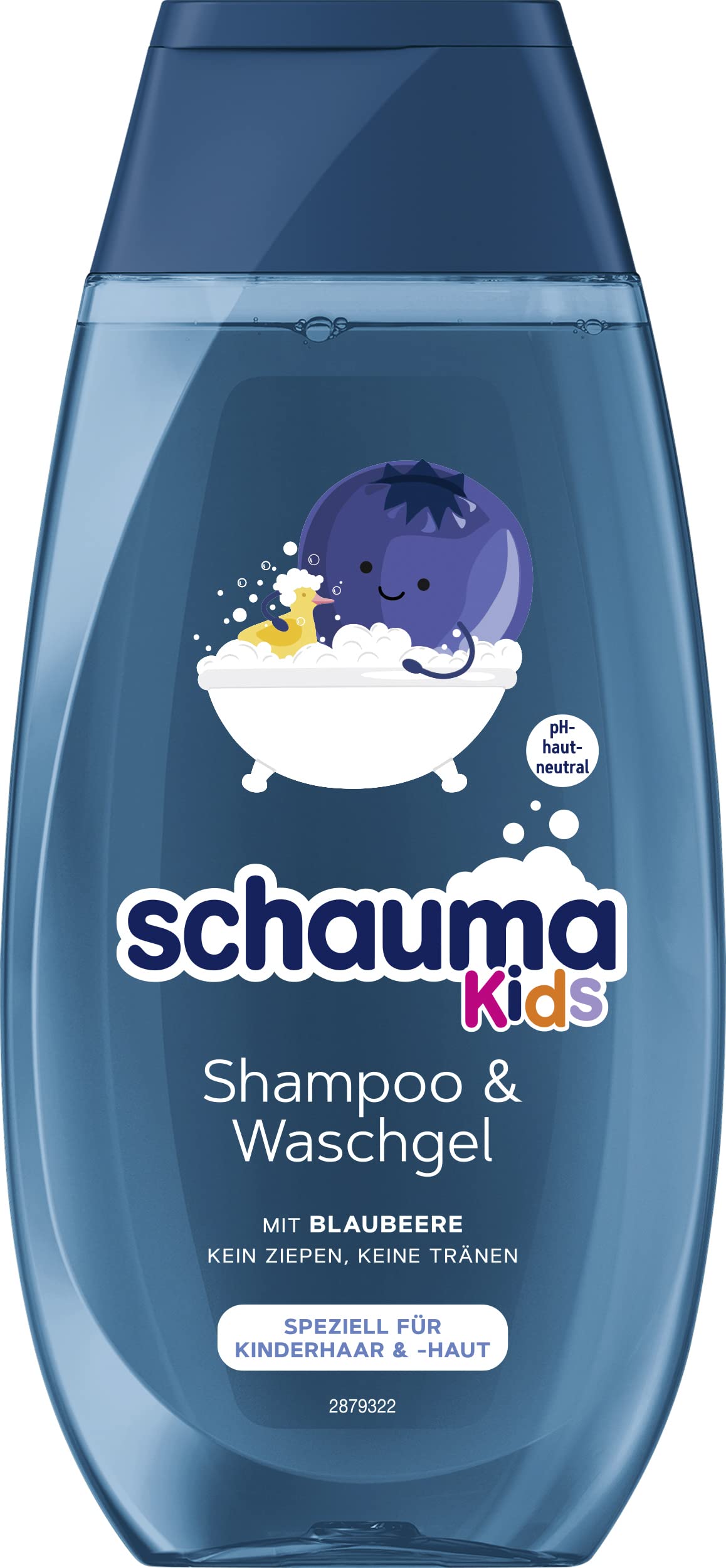 Schauma Schwarzkopf Kids Shampoo & Wash Gel Blueberry (1 x 250 ml), Children's Shampoo Detangles Hair for Easier Combing, with Mild & Fresh Fragrance
