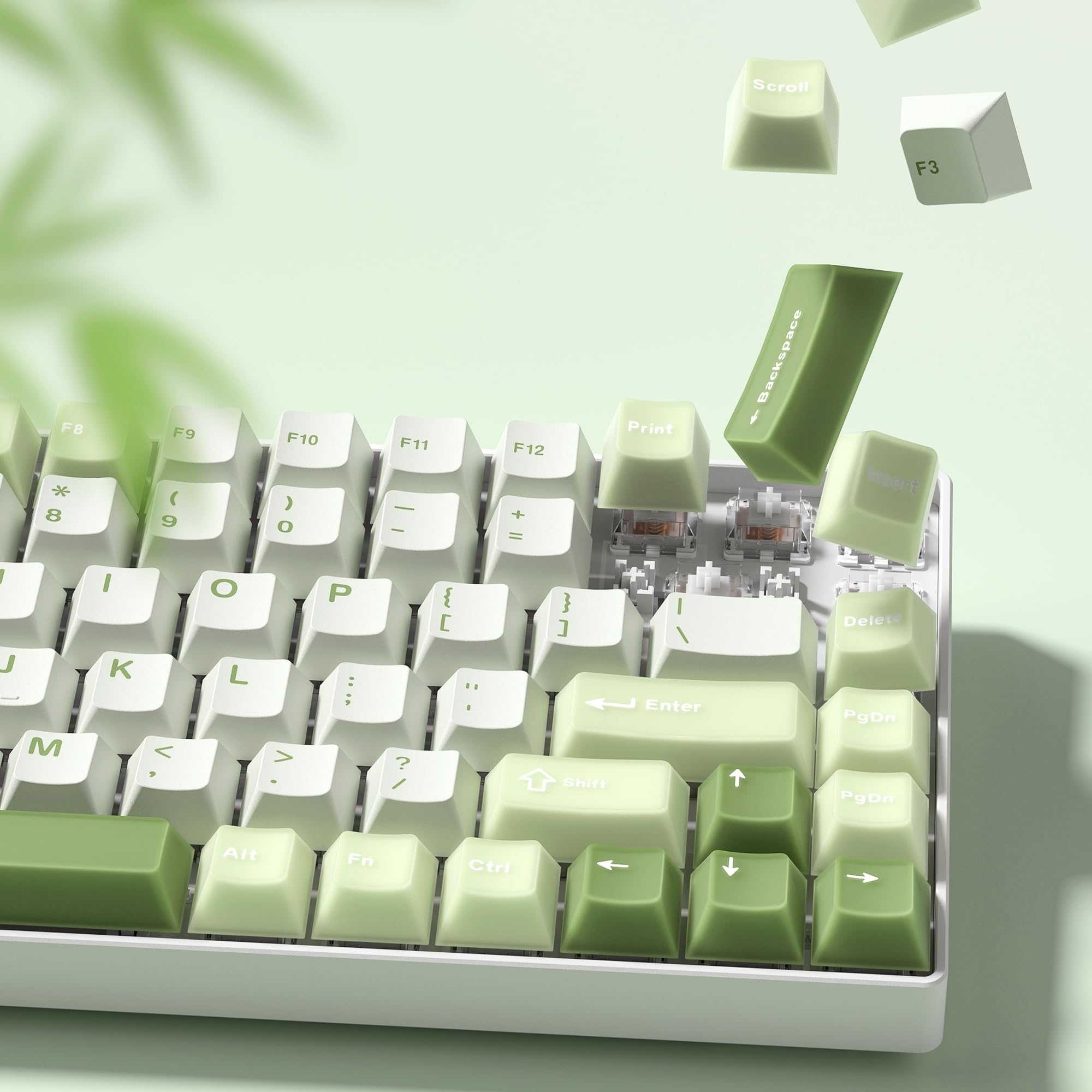 Photo 1 of Womier Matcha Green Keycaps PBT, Jelly Keycaps 60 75 100 Percent, Translucent Jade Key caps Custom 127 Keys, Cherry Profile for 61/68/84/87/98/100 Cherry Gateron MX Mechanical Gaming Keyboards