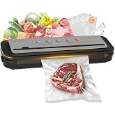 Updated Vacuum Sealer Machine 2025, MEGAWISE Food Sealer w/Starter Kit, Dry &amp; Moist Food Modes, Compact Design with 10 Vacuum Bags &amp; Built-in Cutter (Grey)