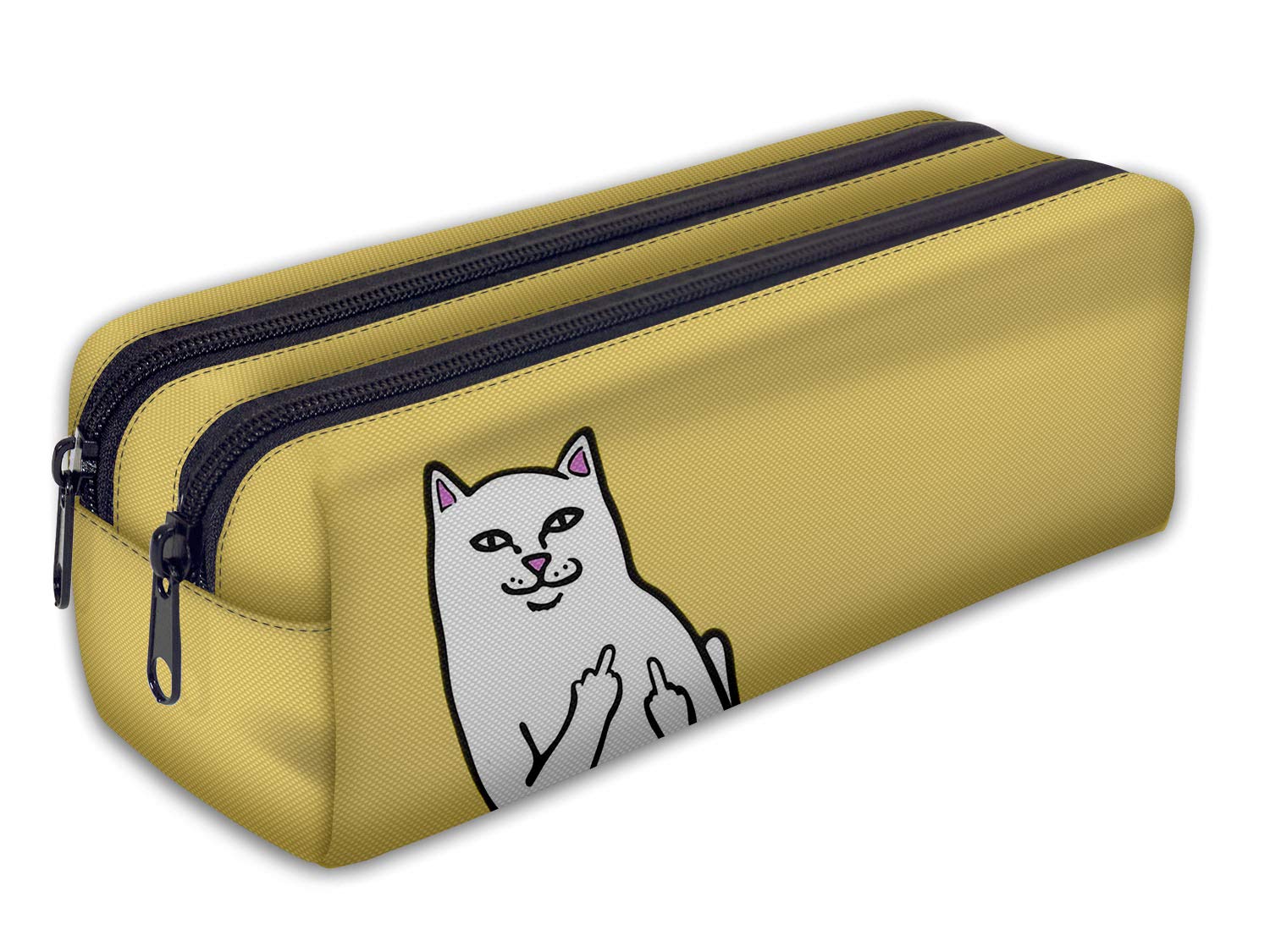 Pencil case with 2 Compartments Toiletry-Bag Vanity Case Make up Purse Phone Handbag Pencil-Bag Holder Fuck Cat [107]