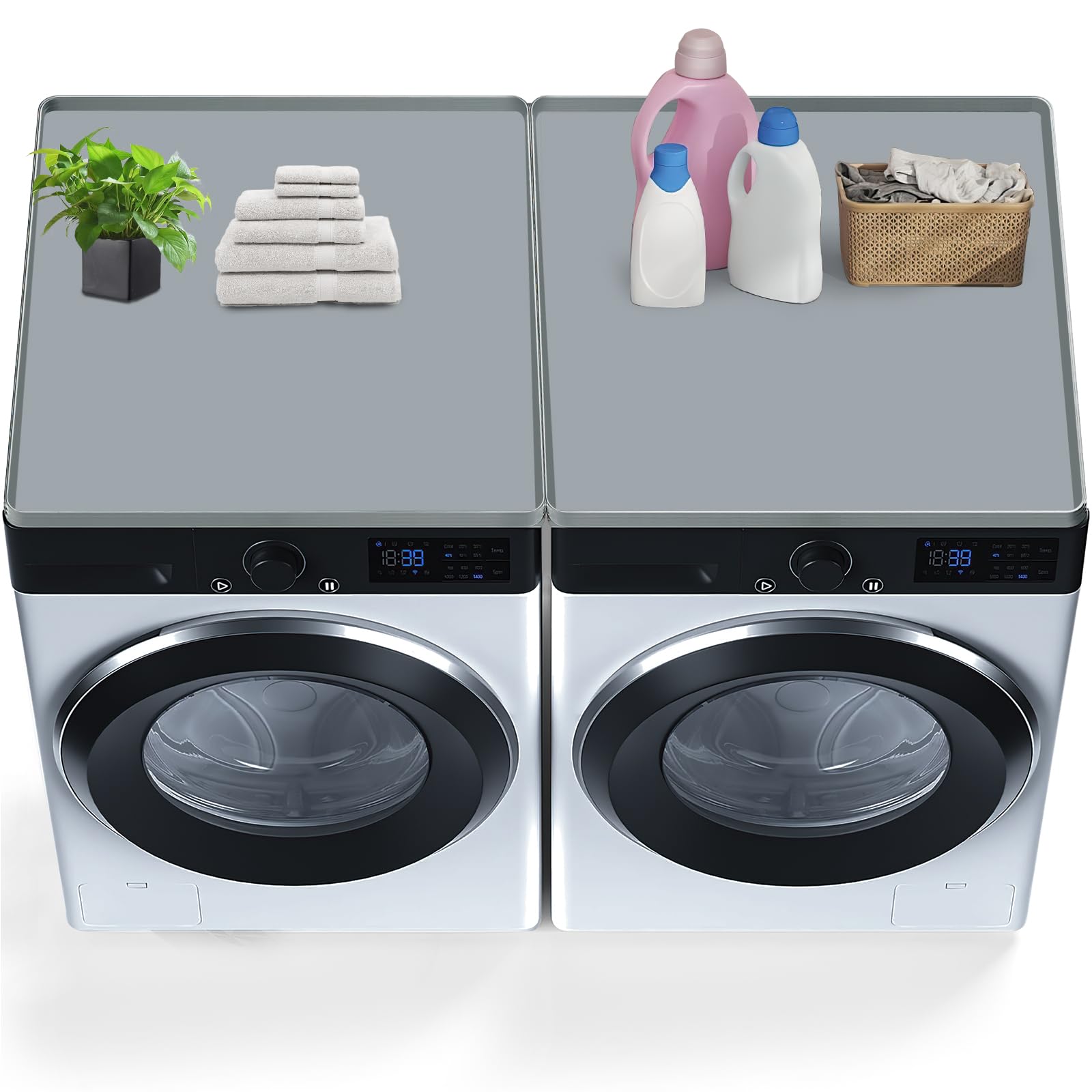 Photo 1 of 2PCS Washer and Dryer Covers for The Top, 27In X 27In Silicone Dryer Top Protector Mat, Waterproof, Scratch Resistant, Washable, Dryer Countertop for Home Kitchen and Laundry Room