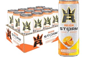 REIGN Storm, Valencia Orange, Fitness & Wellness Energy Drink, 12 Fl Oz (Pack of 12)