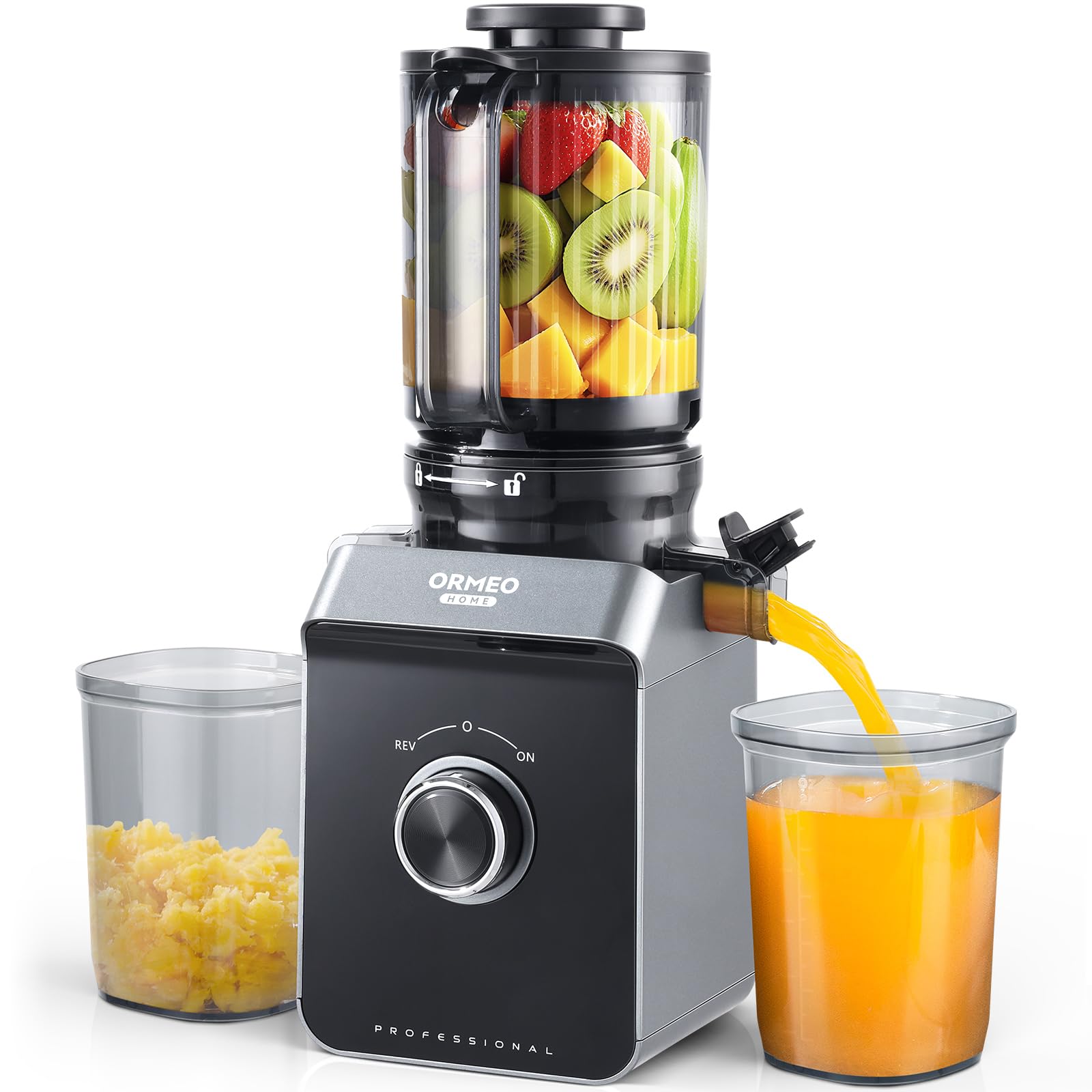 Photo 1 of Cold Press Juicer, ORMEO HOME Masticating Juicer Machines with 4.35"Large Feed Chute Fit Whole Vegetables & Fruits, with Pulp Seperation, 99.6% Juice Purity, Quiet Motor, Easy to Clean,BPA Free