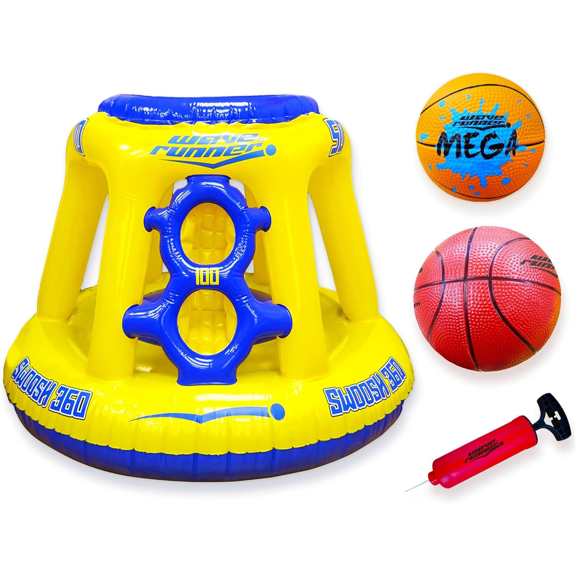 Photo 1 of Wave Runner Inflatable Pool Basketball Hoop Set, Floating Game with Ball and Water-Skipping Ball for Kids and Adults