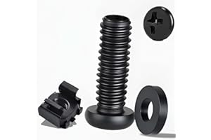 FIXXARA M6x16 Rack Mount Screws – 50-Pack Server Rack Screws with Cage Nuts & Nylon Washers | Phillips Pan Head Style Heavy-Duty Rack Screws Kit for Server, Network, Cabinet, Shelves & AV Equipment