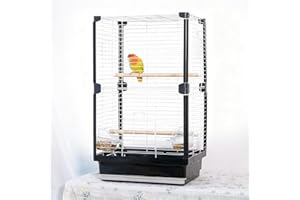 JOUSONTY 25 inch Bird Cage, Portable Travel Parrot Cage, Double-Layer Parakeet Cage, for Temporary Pet Accommodation, Trip to Vet, Short Trip, Camping, Black & White