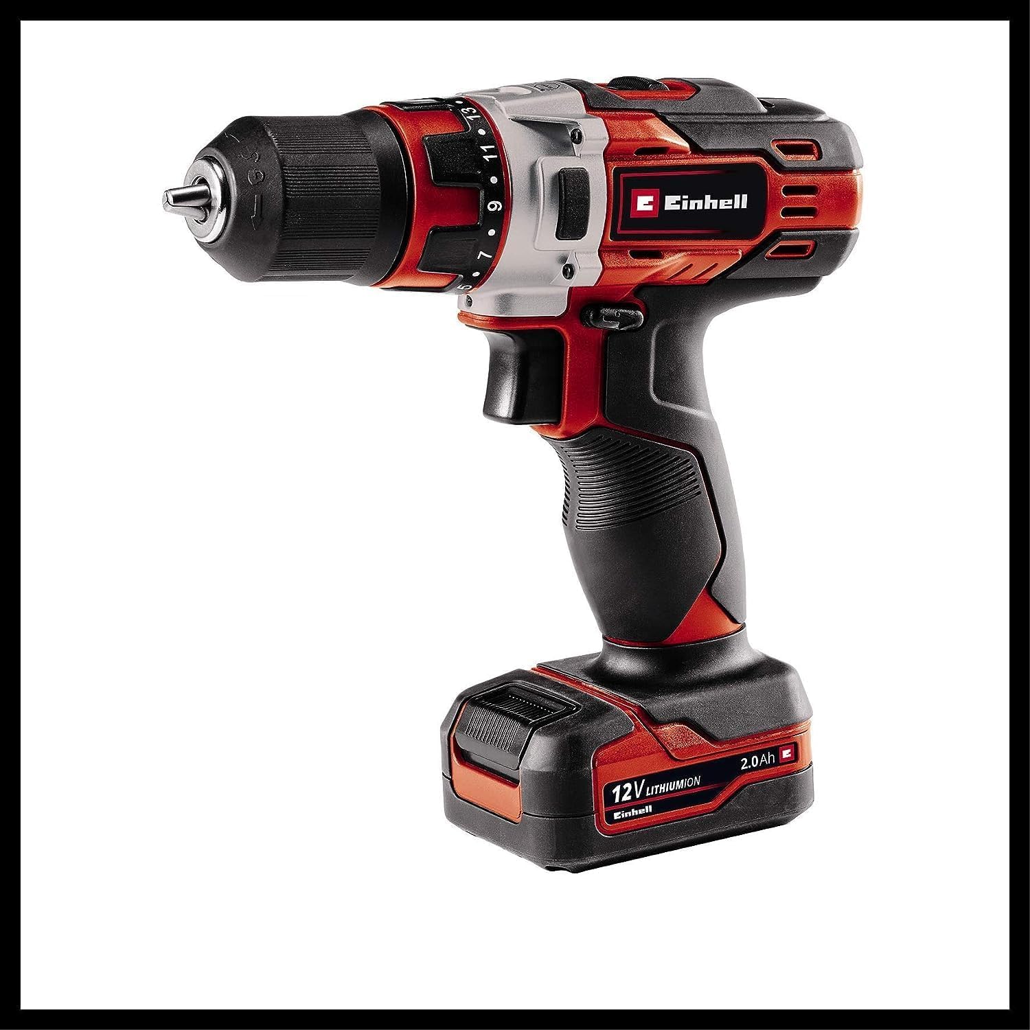 Einhell Akku-Bohrschrauber TE-CD 12/1 Li (2x2,0Ah) (Li-Ion, 12 V, 2-Gang-Getriebe, Drehzahl-Elektronik, LED-Beleuchtung, robustes Metallgetriebe, inkl. 45-Min.-Ladegerät + 2x2,0 Ah-Akku) 8