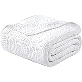 Yoofoss Muslin Blanket 100% Organic Cotton Large Twin Size 60" x 80" for Bed Couch Summer Gauze Blanket for Adults Lightweight and Breathable White