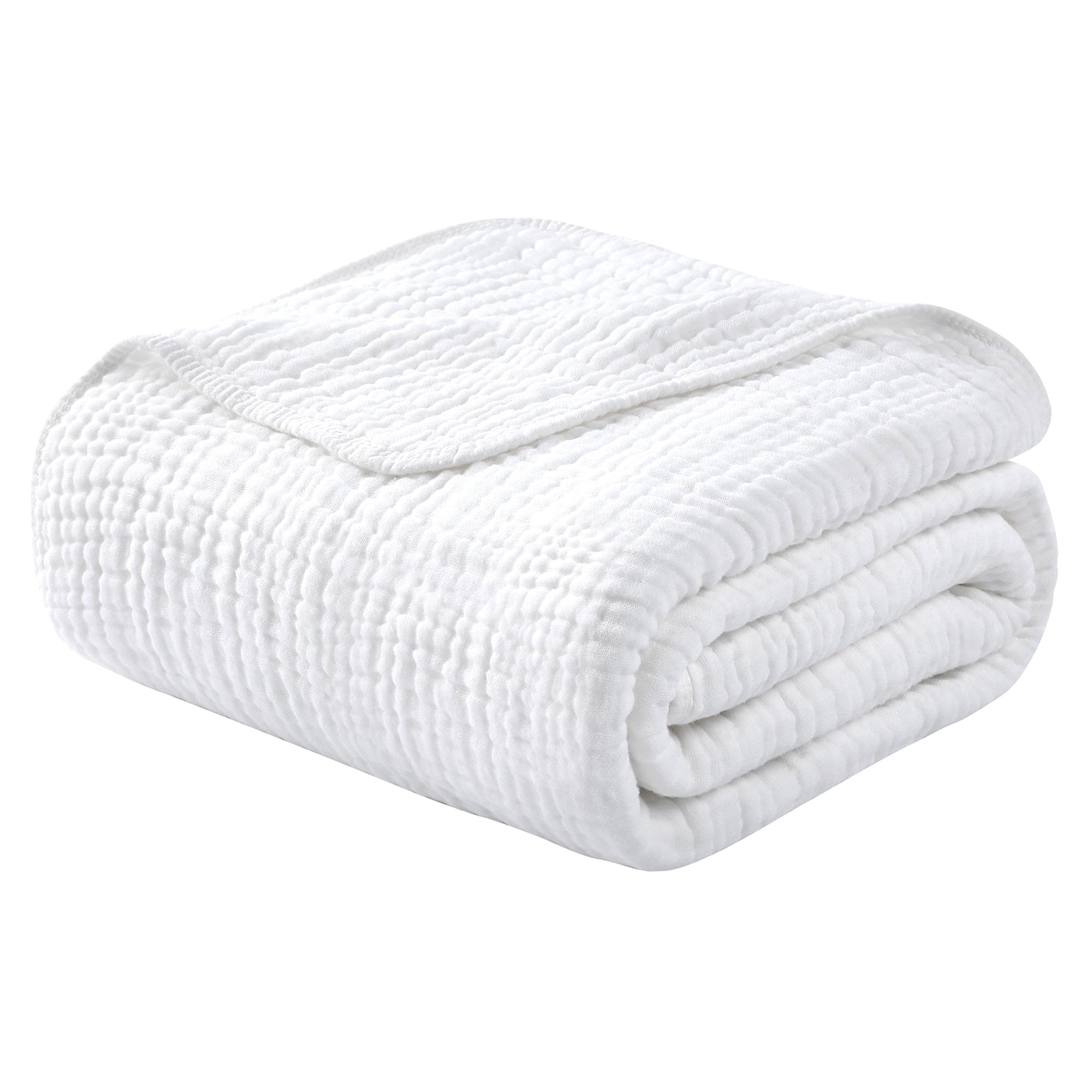 Photo 1 of Yoofoss Muslin Blanket 100% Organic Cotton Large Twin Size 60" x 80" for Bed Couch Summer Gauze Blanket for Adults Lightweight and Breathable White