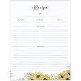 OUTSHINE Premium Recipe Paper for 8.5" x 11" Recipe Binders, Sunflower Design (50 Sheets) | Refill Pages for Recipe Binder | No-Smear Matte Paper | Ideal Gift for Mom, Sister, Daughter, Friend