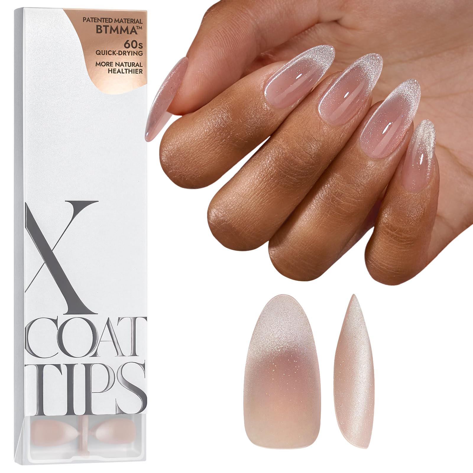 Photo 1 of *MISSING PARTS*
BTArtboxnails X-coat Tips Cat Eye Nails - French Tip Press On Nails, Medium Almond Soft Gel Nail Tips, Soak Off Acrylic Fake Nail Extensions