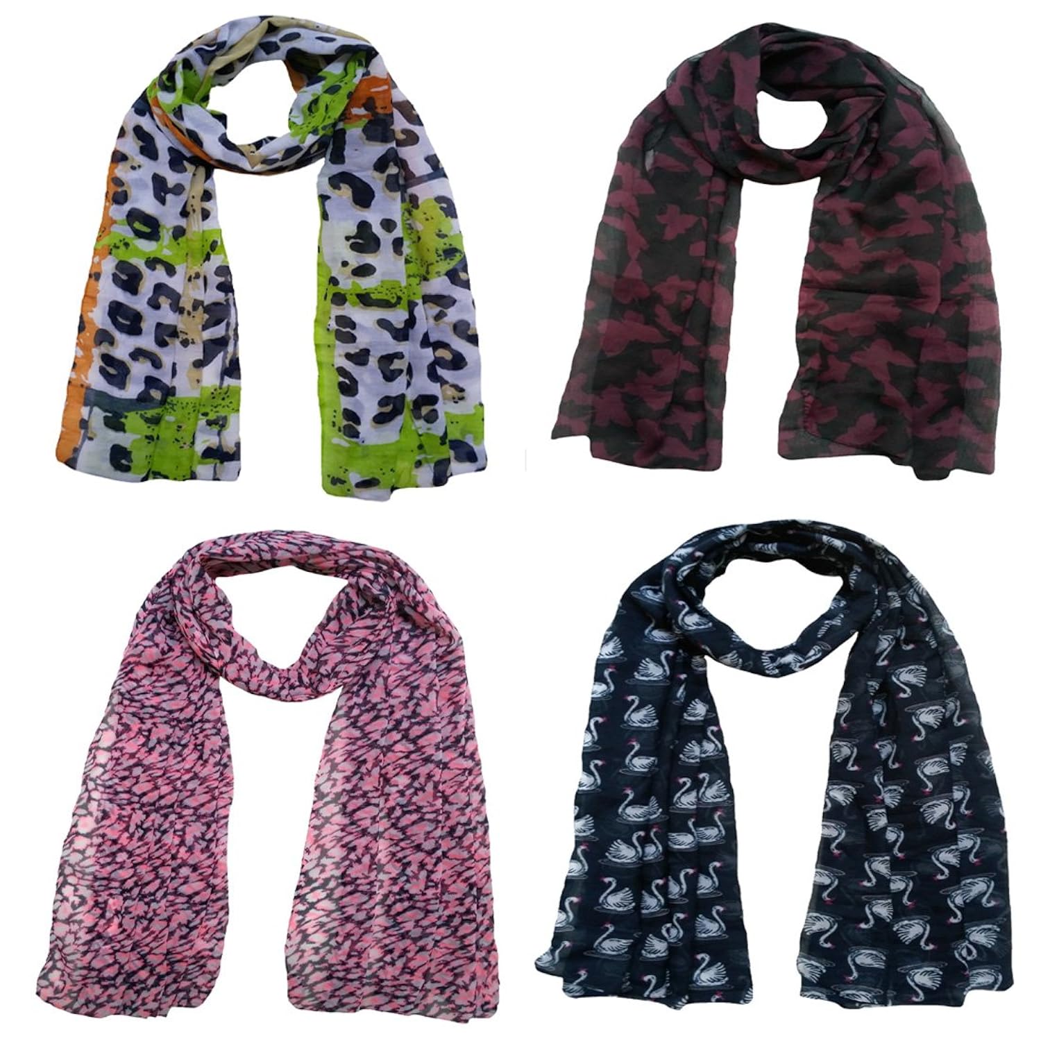 letz dezine women's poly cotton stole multicolour - (pack of 4)