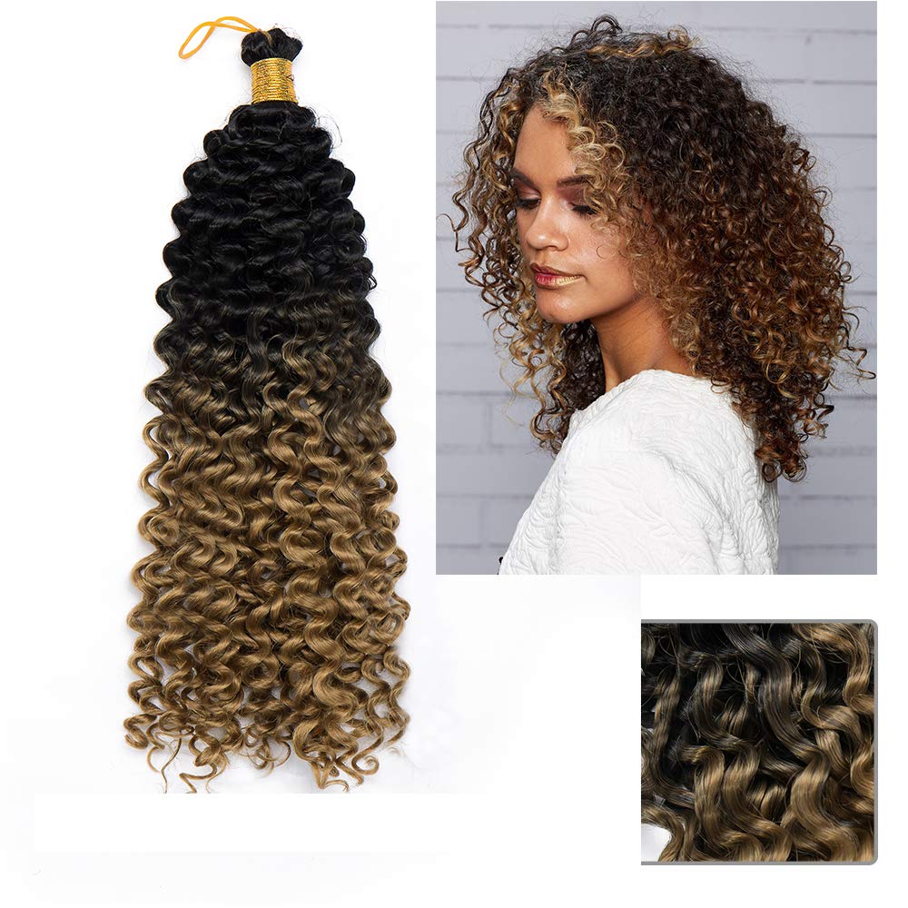 14 Inch Marlybob Crochet Hair Water Wave - Black to Blond Curly Braids Ombre Braiding Hairpiece Synthetic Hair Extensions — image 1