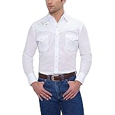 ELY Cattleman Mens Long Sleeve Western Shirt with Rose EmbroideryButton Down Shirt