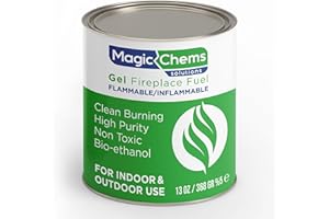 MAGIC CHEMS Bioethanol Gel Fuel Cans for Fire Bowl and Fireplace (13oz.) Burning Gel Fireplace Fuel Cans for Indoor and Outdoor Use (1 Pack 368gr)