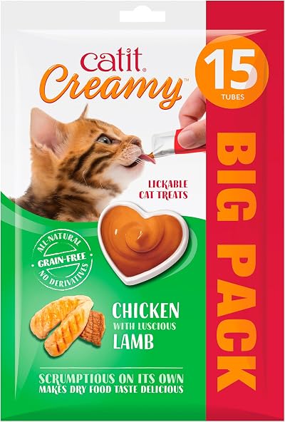 Catit Creamy Chicken & Lamb Lickable Cat Treats 15 x 10g Multipack